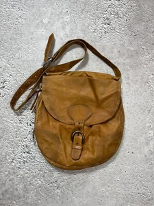 Vintage Hugo Boss Leather Saddle Bag Brown Boho Crossbody Purse 45x35 cm - Picture 1 of 17