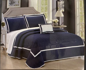 Chic Home Design Mesa Quilt King 8pc set~blue - Picture 1 of 12