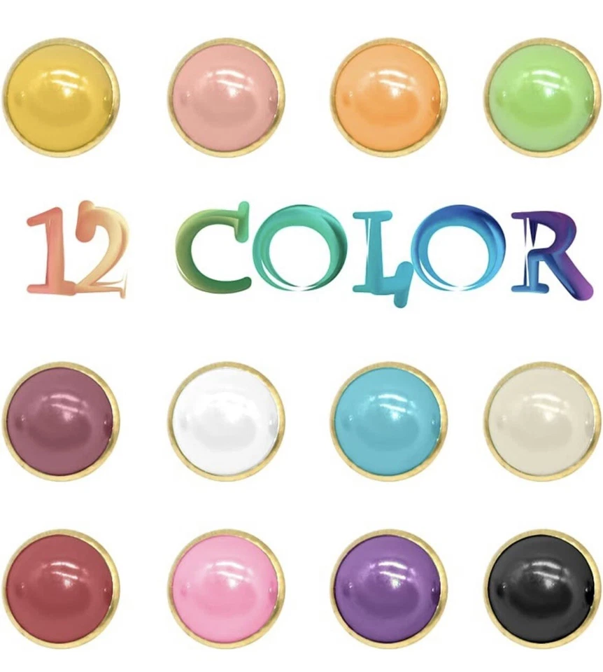 120 Pcs 10mm Pearl Buttons Half Resin Dome Cap w/ Metal Shank 12 Colors - A0128 - Image 1 of 4