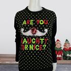 Womens Size L Ugly Christmas Sweater Tacky Fun Festive Party Naughty or Nice EUC