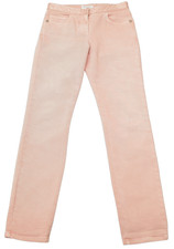 CHANEL Jeans Denim Pink Straight Leg Mid-Rise CC Logo Quilted Pockets Sz 36
