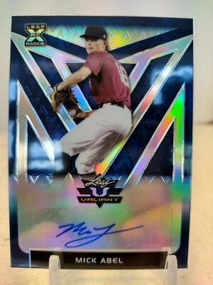 MICK ABEL /50 AUTO 2020 Leaf Valiant Baseball PRIZM BLUE XRC RC Phila Phillies - Image 1 of 2