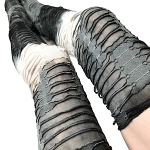 Graue Mumie Stulpen Bandage Kniestrümpfe Wickel weiß Overknee Strümpfe Zombie schwarz - Bild 1 von 6