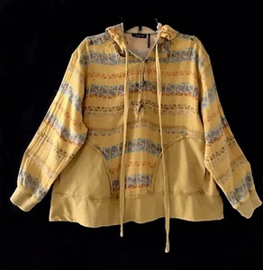Urban￼ Outfitters Yellow Oversize Southwest Hoodie Longsleeve Sweater Small NWT - Picture 1 of 2