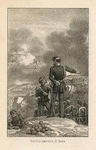 Stampa antica originale Bombardamento di Gaeta Latina Lazio Italy - Imagen 1 de 1