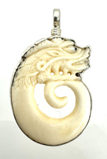 Coreen Cordova Que Milagro Sterling Silver Carved Dragon Pendant