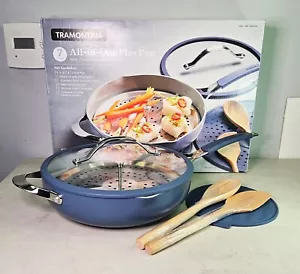 NEW Tramontina Ceramic Nonstick All In One Plus Pan 6 Piece Set Blue - Picture 1 of 10