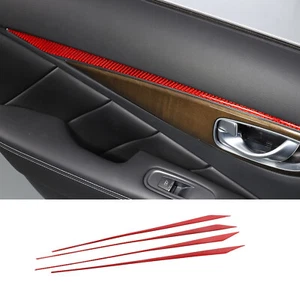 Kit de ajuste de panel de puerta interior de automóvil de fibra de carbono rojo para Infiniti Q50 2015-2022 - Imagen 1 de 12