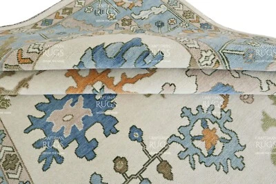 Tapete de área de lã Oushak creme atado à mão 4x6, 5x8, 6x9, 8x10, 9x12, 10x14, 12x15 - Imagem 1 de 4