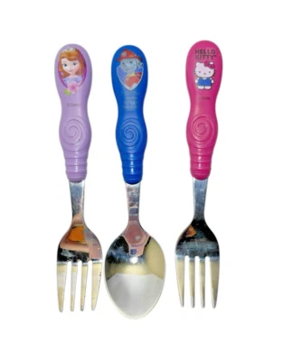 Tenedor cuchara Zak para niños pequeños (3) acero inoxidable Hello Kitty, Sofía, Pet Patrol Foto 1 de 4