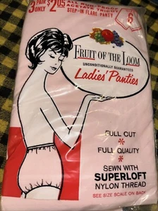 Vintage Fruit of the Loom DAMEN SLIPS 3er Pack GR. 6 Oma Höschen Neu aus altem Lagerbestand Requisite Posten - Bild 1 von 5