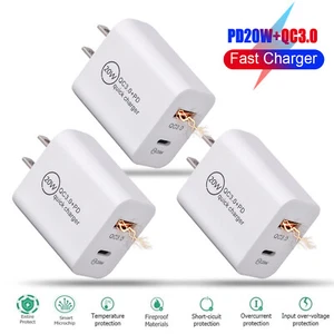 3 PACK QC PD 20W Fast Charger Power Adapter Wall Charger For iPhone 14 13 12 11 - Picture 1 of 12