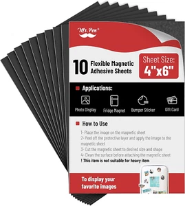 - Adhesive Magnetic Sheets, 4" X 6", 10 Pack, with Adhesive Backing, Flexible Pi - Picture 1 of 12