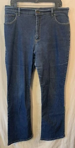Marks and Spencer Jeans Womens 18 Long Blue Denim Stretch Boot Tapered Baggy Y2K - Picture 1 of 12