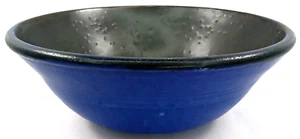 Antique Stoneware Bowl Black With Blue Glaze Signed II 1910s Rare - Picture 1 of 5