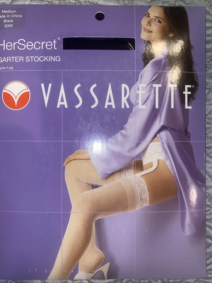Vassarette HerSecret Garter Stockings Black 3060 Long / Large