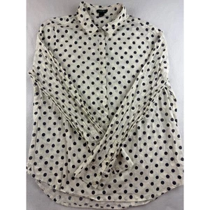 J. Crew Women's Polka Dot Long Sleeve Button Down Shirt Top Large L - Picture 1 of 9