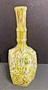 Carafe vase bourgeons en verre éclaboussé 10,75" blanc tacheté jaune rouge embouts décoratifs - Photo 1/13