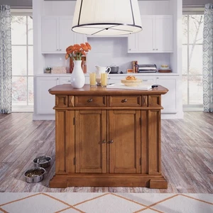 Americana Distressed Cottage Oak Kitchen Island With Drop Oak - Picture 1 of 5