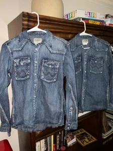 Boys Wrangler Pearl Snap denim shirt size XL long sleeve - Picture 1 of 5