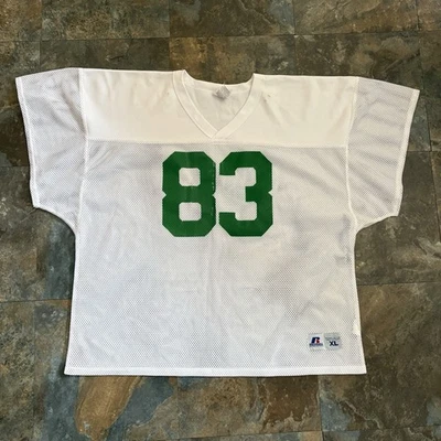 Camiseta deportiva de fútbol Russell blanca recortada de malla para hombre XL vintage años 80 90 Foto 1 de 4