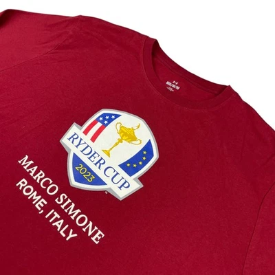 2023 Ryder Cup Marco Simone Rome Italy x Under Armour T-Shirt Burgundy • Medium - Image 1 of 4