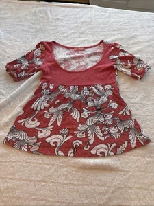 Lux Urban Outfitters Babydoll Short Sleeve Red White Pattern Small - Picture 1 of 6