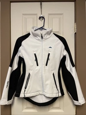 Chaqueta de esquí Denali forrada de lana para mujer talla pequeña blanca y negra con capucha desmontable Foto 1 de 4