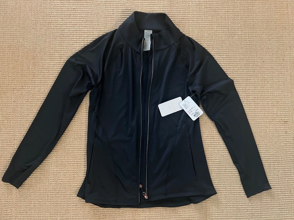 Chaqueta de entrenamiento de bolsillo con cuello alto cremallera completa negra talla L con forma para mujer Foto 1 de 1