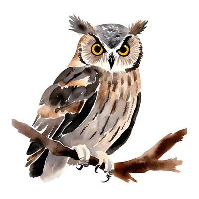 Aquarell Eule Bügelbild DTF Druck mystisches Tiermotiv für T Shirt Hoodie Tasche - Bild 1 von 4