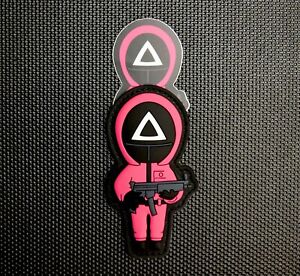 Squid Soldier 3D PVC Patch & Sticker Set Triangle GITD Hook & Loop Backing Game