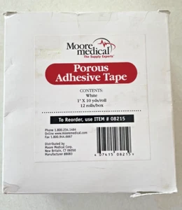 Moore Medical White Porous Adhesive Tape 12 Rolls 1"x10 yards NEW - Picture 1 of 2