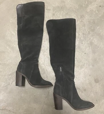 Vince Camuto Mujer’s Melaya Sobre la Rodilla Botas Talla 7.5M Gamuza Cuero Gris Foto 1 de 4