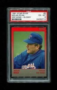 1991 NOLAN RYAN STAR #8 300 WINS! GLOSSY PSA 6