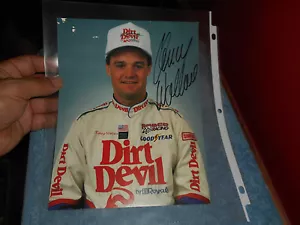 1992 Kenny Wallace NASCAR Autograph Authentic Photo Dirt Devil Race Day Facts - Picture 1 of 7