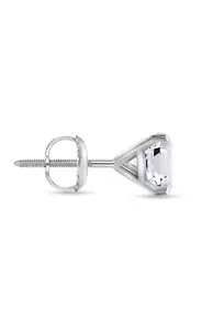Single Stud 1/2 Ct Asscher Lab Grown Diamond F/VS Earring Stud 14K White Gold - Picture 1 of 3