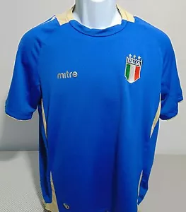 Mitre Italia Soccer Blue Short Sleeve Polyester T-Shirt Mens Small - Picture 1 of 3