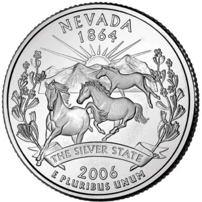 2006-P 50 State Quarter, Nevada. UNC From Mint Roll. KM# 382 - Image 1 of 2