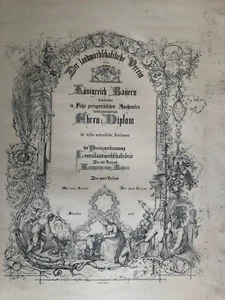 Impresión artística Sagstätter Blanko AgriculgrellVerein Munich diploma de honor 1886 - Imagen 1 de 7