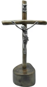 Cruz de pie crucifijo de madera hecha a mano mesa cruz de Medjugorje 5,8 inc - Imagen 1 de 8