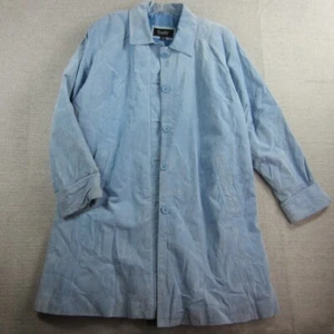 Excelled Coat Jacket Womens 2x Blue Genuine Leather Button Front Long Sleeve - Picture 1 of 21