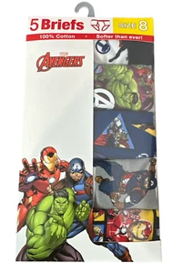 Paquete de 5 calzoncillos ropa interior para niños Marvel Avengers talla 8 - 100 % algodón Thor Hulk NUEVO - Imagen 1 de 2