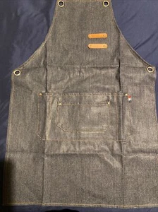 Canvas Bib Apron Leather Strap Working Baker Bartender BBQ Cooking Chef Uniform - Picture 1 of 3