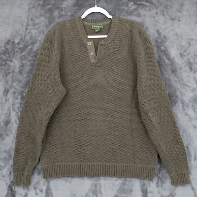 Eddie Bauer Sweater Waffle Knit Henley Long Sleeve Green Cotton XL Tall - Image 1 of 4