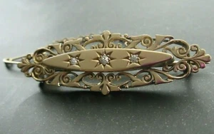 ANTIKE VIKTORIANISCHE OVALE STABBROSCHE ANSTECKNADEL 15 KT GOLD & DIAMANT MIT STERN BESETZT WIEGT 5,2 g - Bild 1 von 12