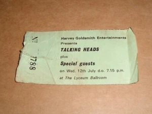 Talking Heads 1978 Lyceum Ballroom Concert Ticket - Imagen 1 de 1