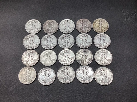 Roll (20) Walking Liberty Half Dollars 1940’s Dates, All Readable 90% Cover