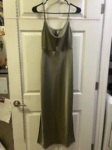 BHLDN Women’s Green Remy Cowl Neck Dress Satin Faux Wrap Gown Size 2 NWT Anthro - Picture 1 of 7