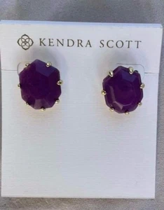 Orecchini a perno Kendra Scott oro prugna viola giada Morgan nuovi senza etichette - Foto 1 di 12