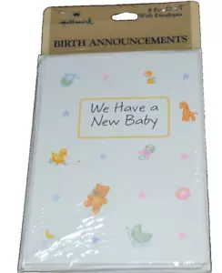 Paquete de 8 anuncios de nacimiento de bebé sello GÉNERO NEUTRAL ¡NIP! Buggy Babero Pato De Colección - Imagen 1 de 2